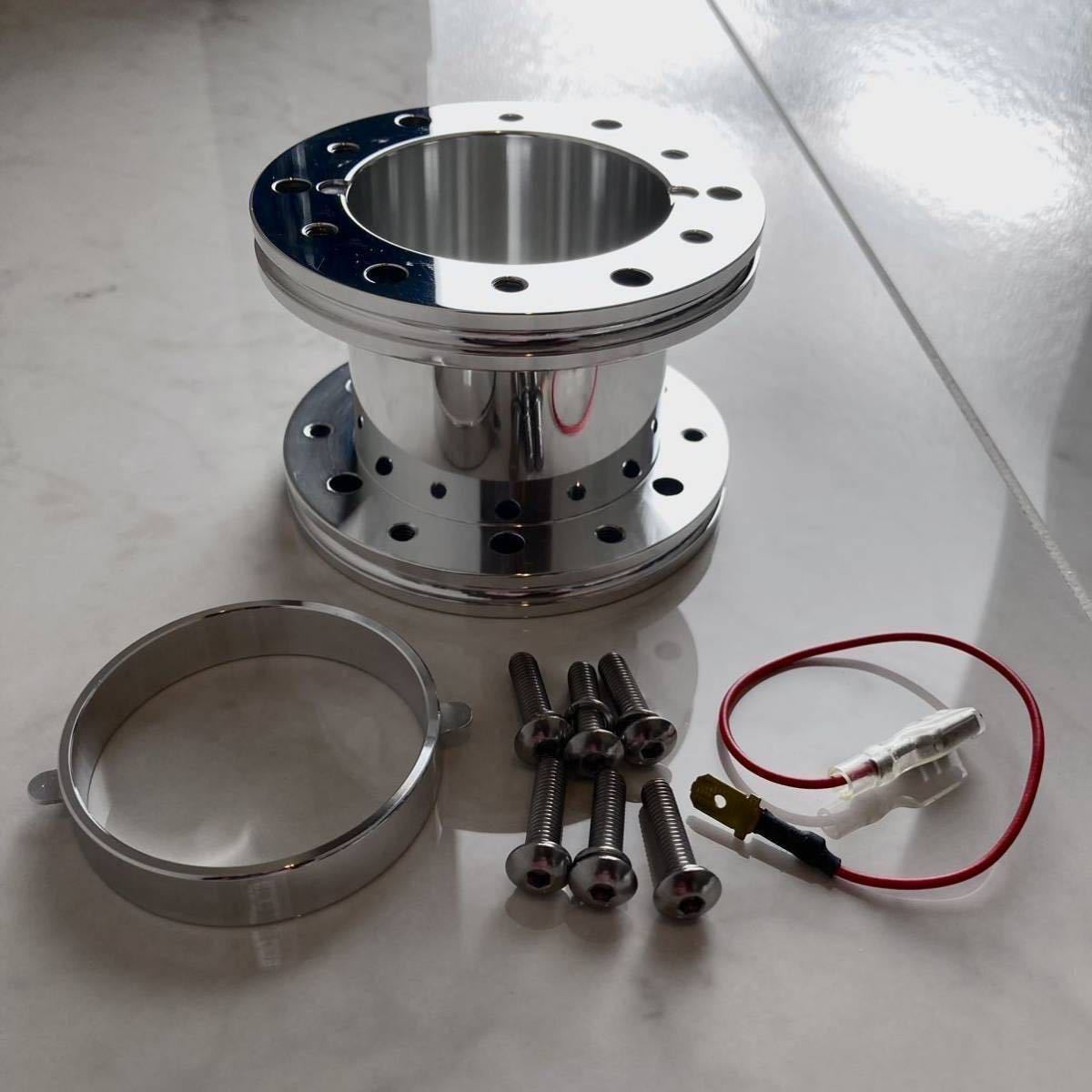 【美品】JDM アルミロングボススペーサー 60mm BS-06P MOMO NARDI ステアリング 延長