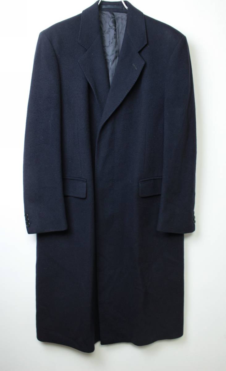 K728　英国製　SAVOY TAYLORS GUILD LTD　チェスターコート　カシミヤコート　カシミヤ100　ネイビー　比翼