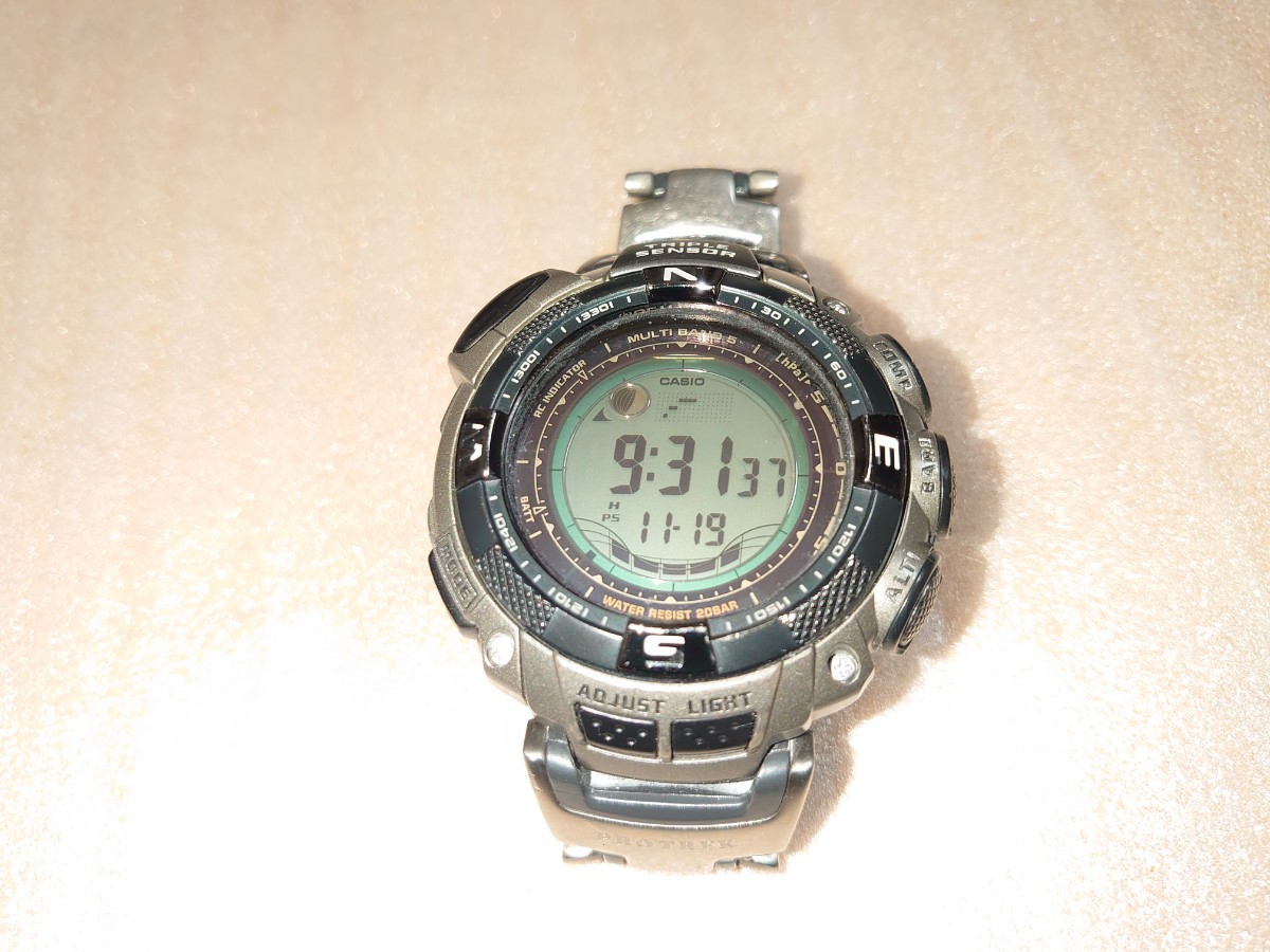 CASIO PRO TREK PRW-1500TJ 電波ソーラー チタンバンド CASIO 電波ソーラー 腕時計 PRW-1500TJ チタン タフソーラー トリプル
