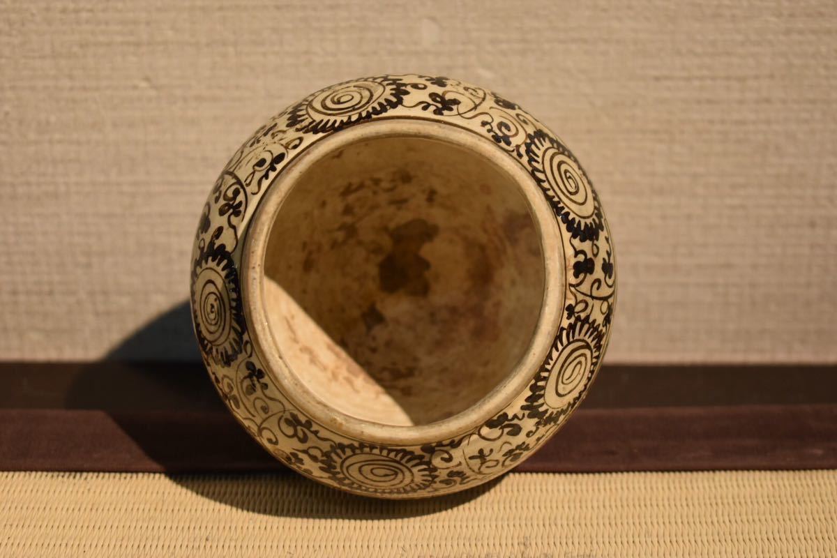 GE】Y829【コレクター所蔵品】時代 磁州窯小壷 /中国美術 骨董品 時代品