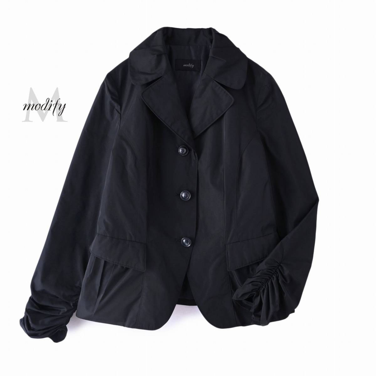 美品☆Modifyモディファイ3.5万☆40size/9号☆ジャケット光沢黒J002 形 