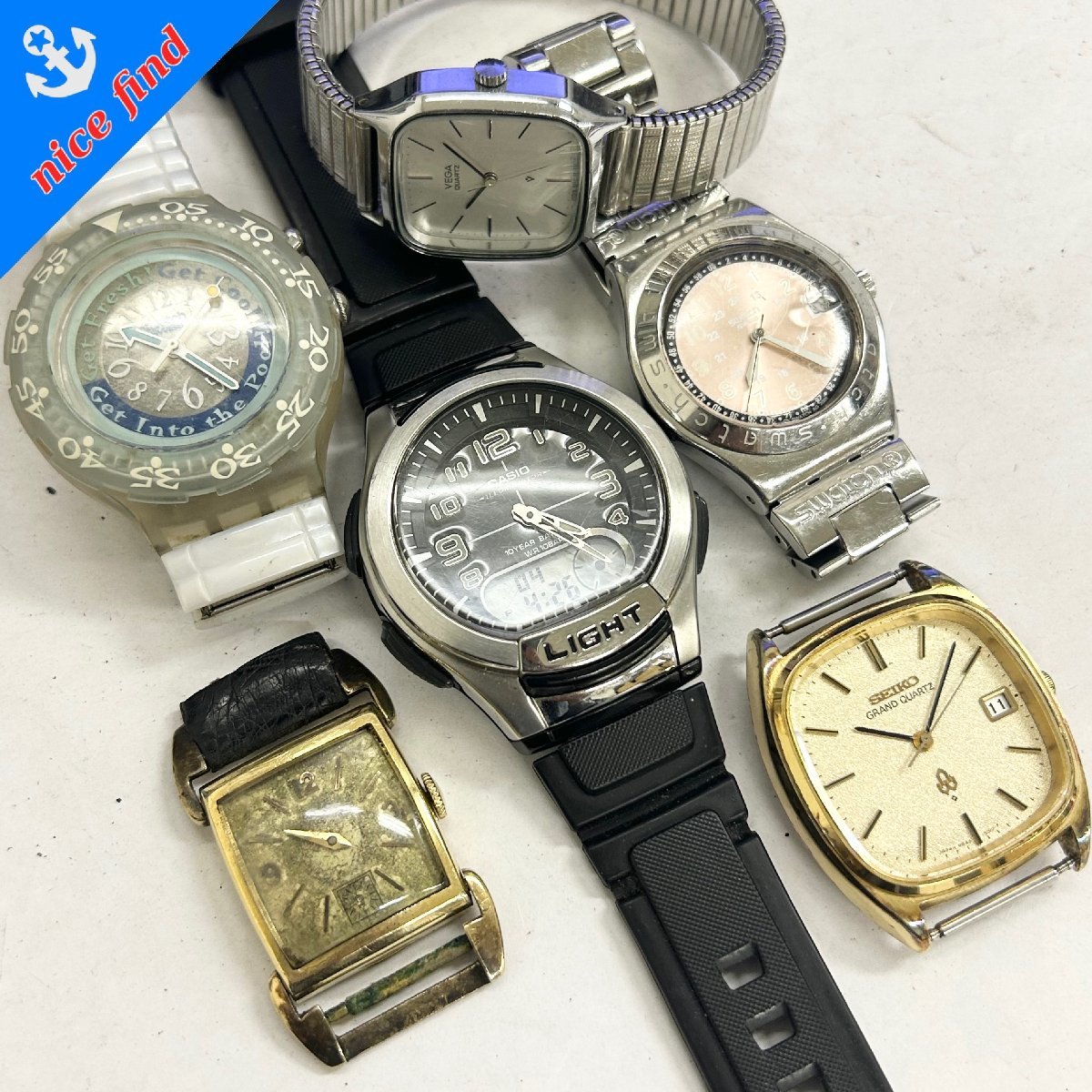 1円～◇時計まとめ売り6点セット◇セイコー カシオ SWATCH VEGA 他