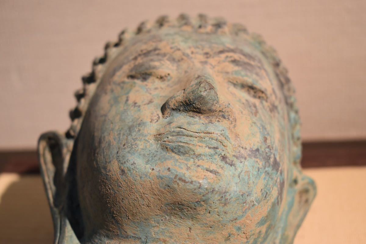 GE】Y898【コレクター所蔵品】時代 青銅仏頭 /中国古玩 仏教美術 骨董