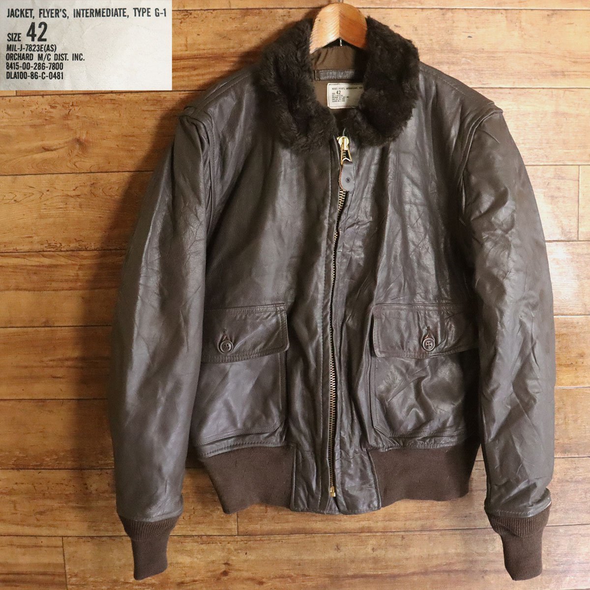 FLIGHT EQUIPMENT フライトジャケット カウレザー 牛革 ブラウン SIZE