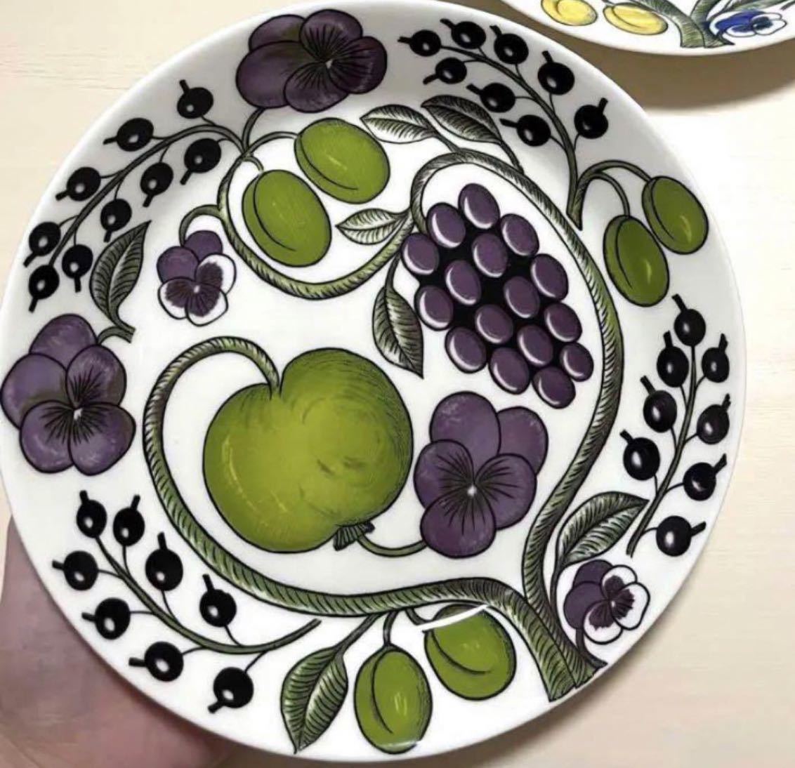 アラビアARABIA パープル パラティッシ プレート 26cm 旧王冠ロゴ ☆ARABIA 旧ロゴ パラティッシ 21cm プレート パープル レア 王冠