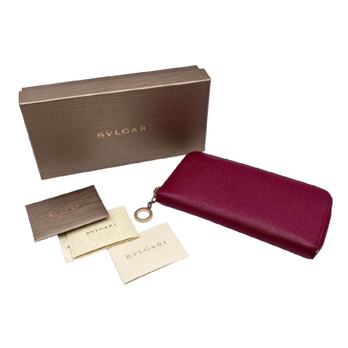 BVLGARI ブルガリ クラシコ グレインレザー ラウンドファスナー 長財布 