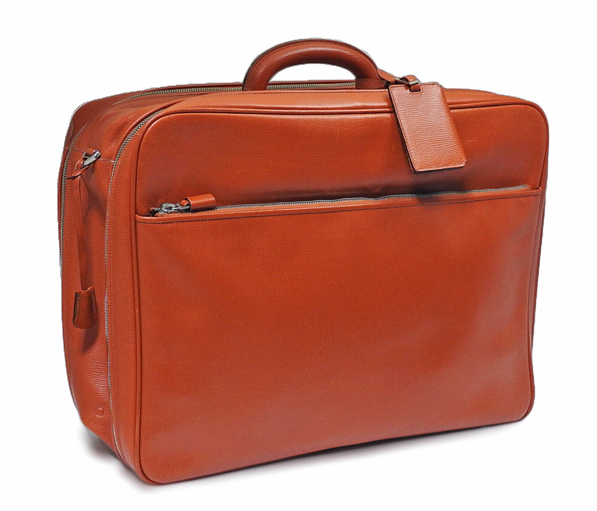 【美品】Valextra ヴァレクストラ レザーボストンバッグ オレンジ イタリア製 ★正規品 ★全国送料無料♪