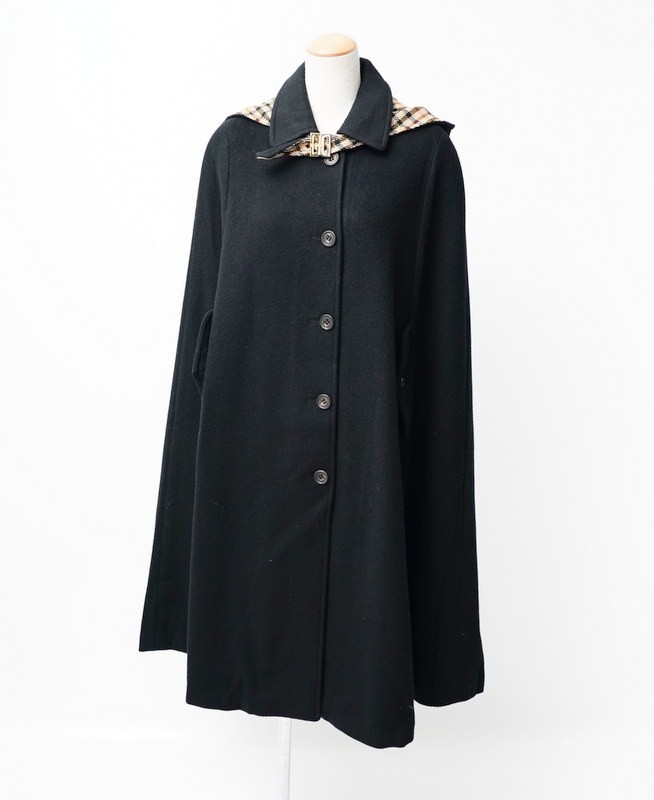 MF8570○DAKS*ダックス*ウール ロング ケープ*ポンチョ*コート*フード