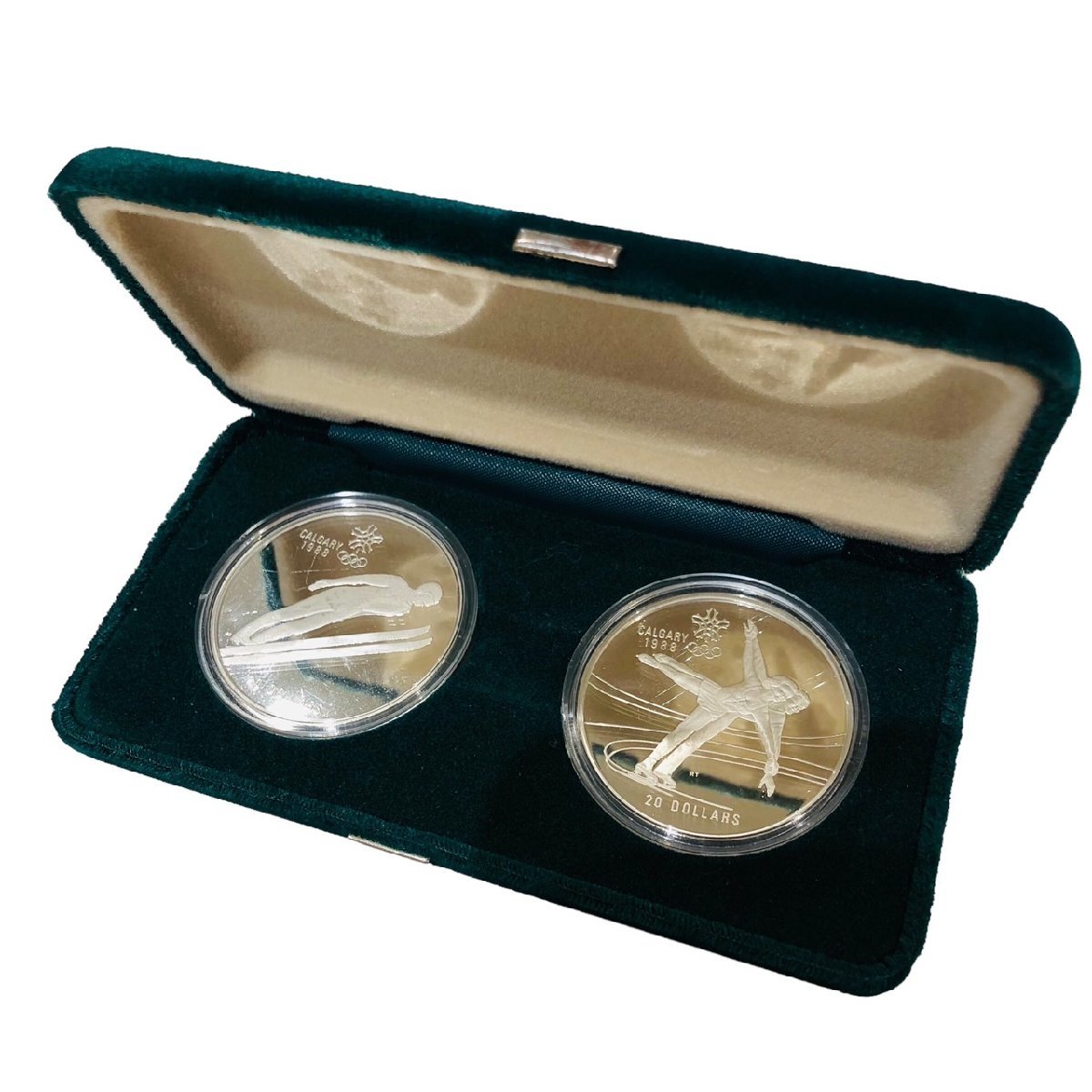カナダ カルガリーオリンピック 五輪 20ドル 銀貨 2枚セット 1987 1988 箱付 コイン カナダ
