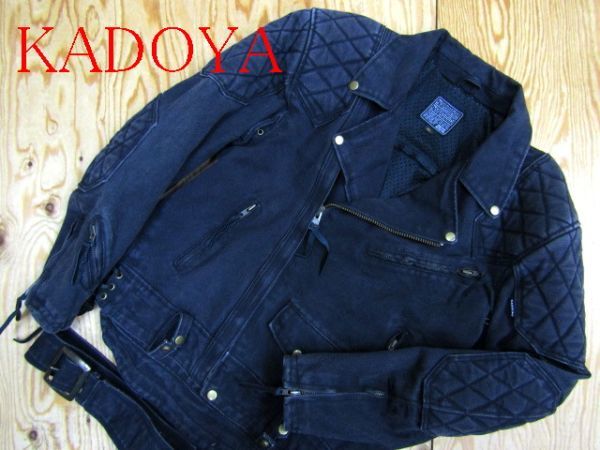 難あり★カドヤ KADOYA★キャンバスコットン ライダースジャケット ブラック★R51210080A
