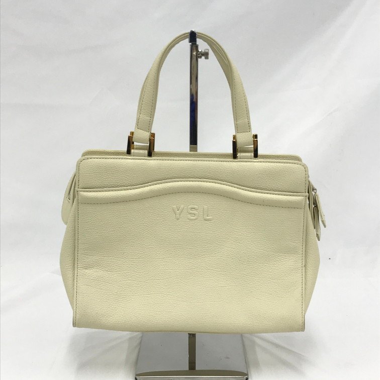 YVES SAINT LAURENT イヴサンローラン ハンドバッグ ベージュ系 【BLAG2054】