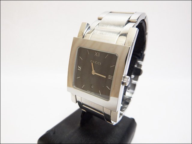 現状品 GUCCI/グッチ◆7900M.1/スクエアフェイス◆メンズ腕時計 デイト クオーツ ローマン文字 ブラック文字盤 SS 本体のみ