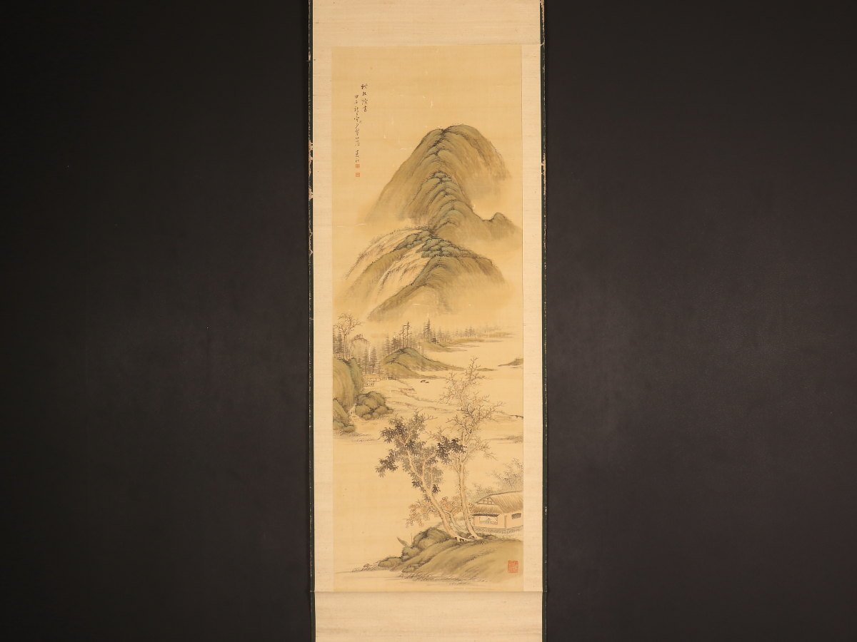 HOT，限定SALE 【模写】【伝来】sh2771〈米津菱江？〉山水図 日根対