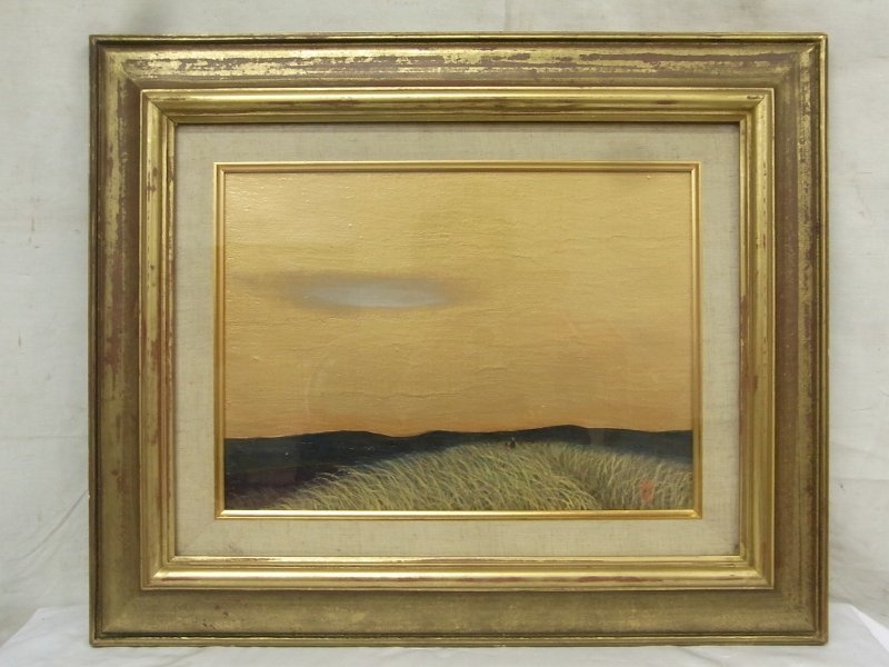 E4497 柳井愛子 2 「藤原伸二郎詩 孫娘とふたりで によせて」 油彩 F4 額装