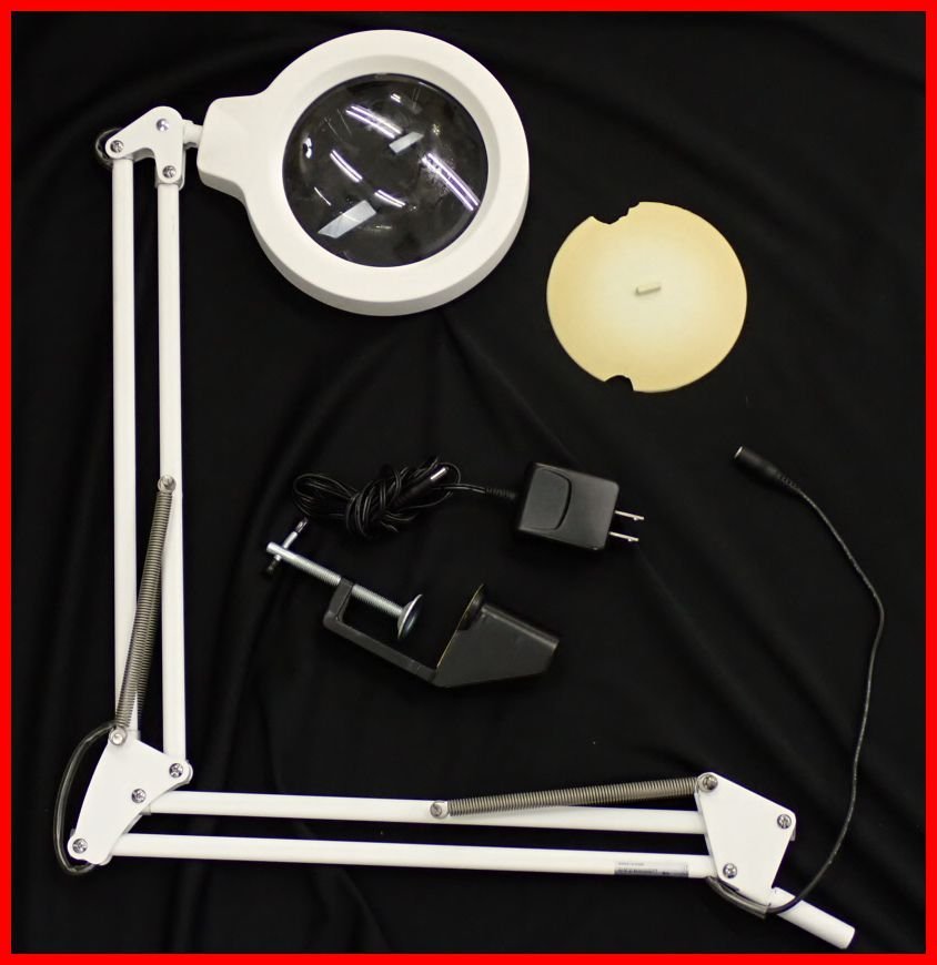 ★山田照明 ゼットライト 拡大レンズつき Z-37L/ホワイト/2015年製/ACアダプター・クランプ付き/タスクライト/デスクライト&1873400024