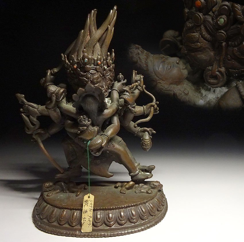 金工【金屋五郎三郎造】宣徳銅 鳳凰毛彫 盛上 双獣耳 手炉