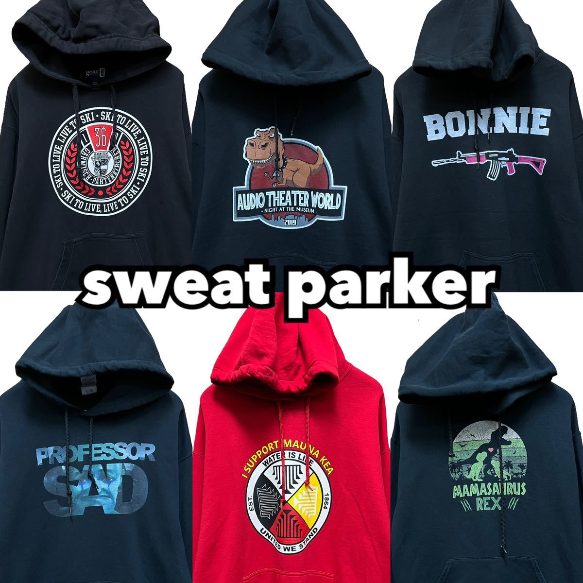 USA古着卸 洗濯済 プリントスウェットパーカー6着 セット sweat parker まとめ売り 1円スタート 卸売 アメリカ古着 plywood83