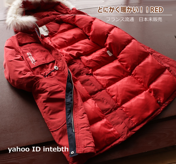 新品 完売□BASICHOUSE赤白 リアルファー ロング ダウンコート L