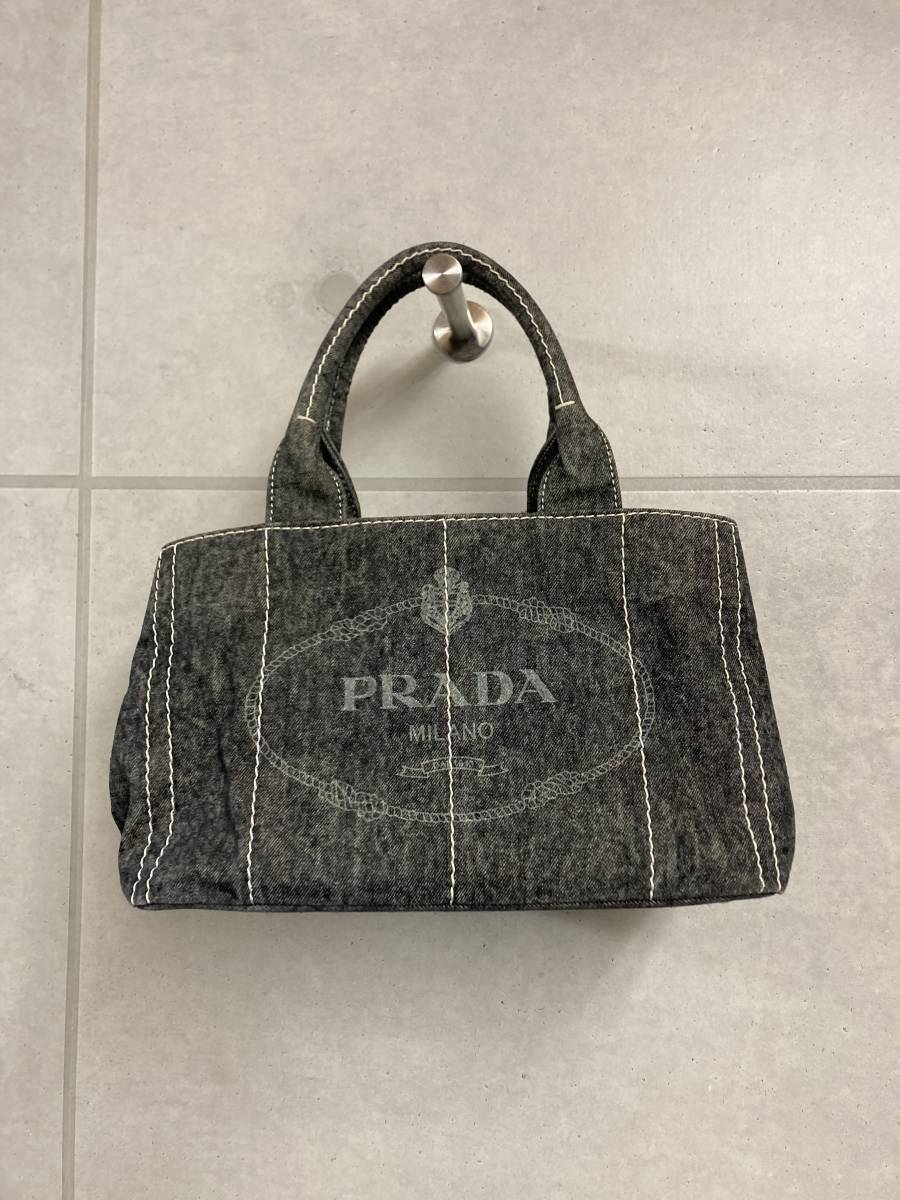 1円スタート！プラダ PRADA DENIM CANAPA カナパ ハンドバッグ トート 