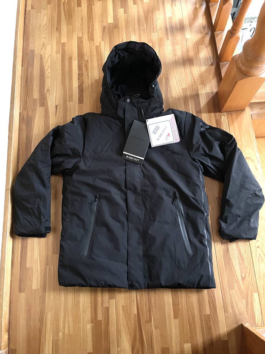 新品858　防水透湿シェル　人口ダウンスノージャケット　内部ゴムベルト付き　黒　L