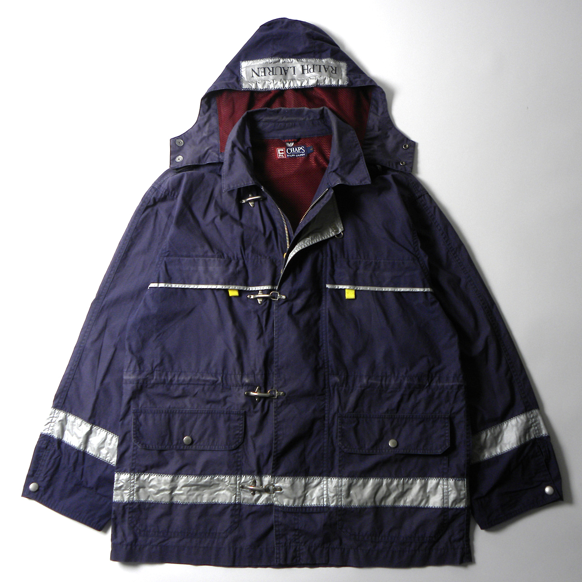 90's チャップスラルフローレン Chaps Ralph Lauren ファイヤーマンジャケット フード付 L ネイビー 日登美 オールド ヴィンテージ m1219-5
