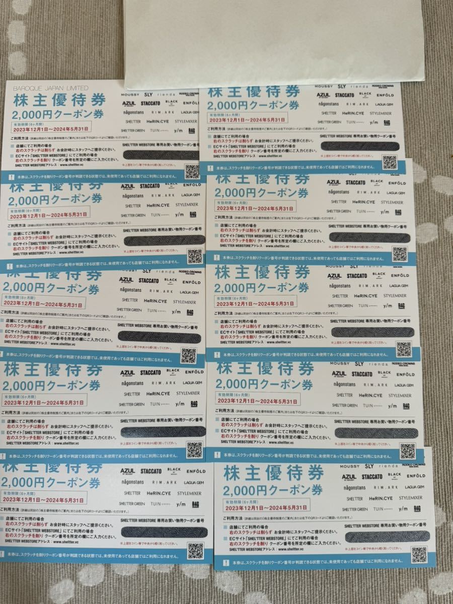 【送料込】バロックジャパンリミテッド 株主優待 20000円分