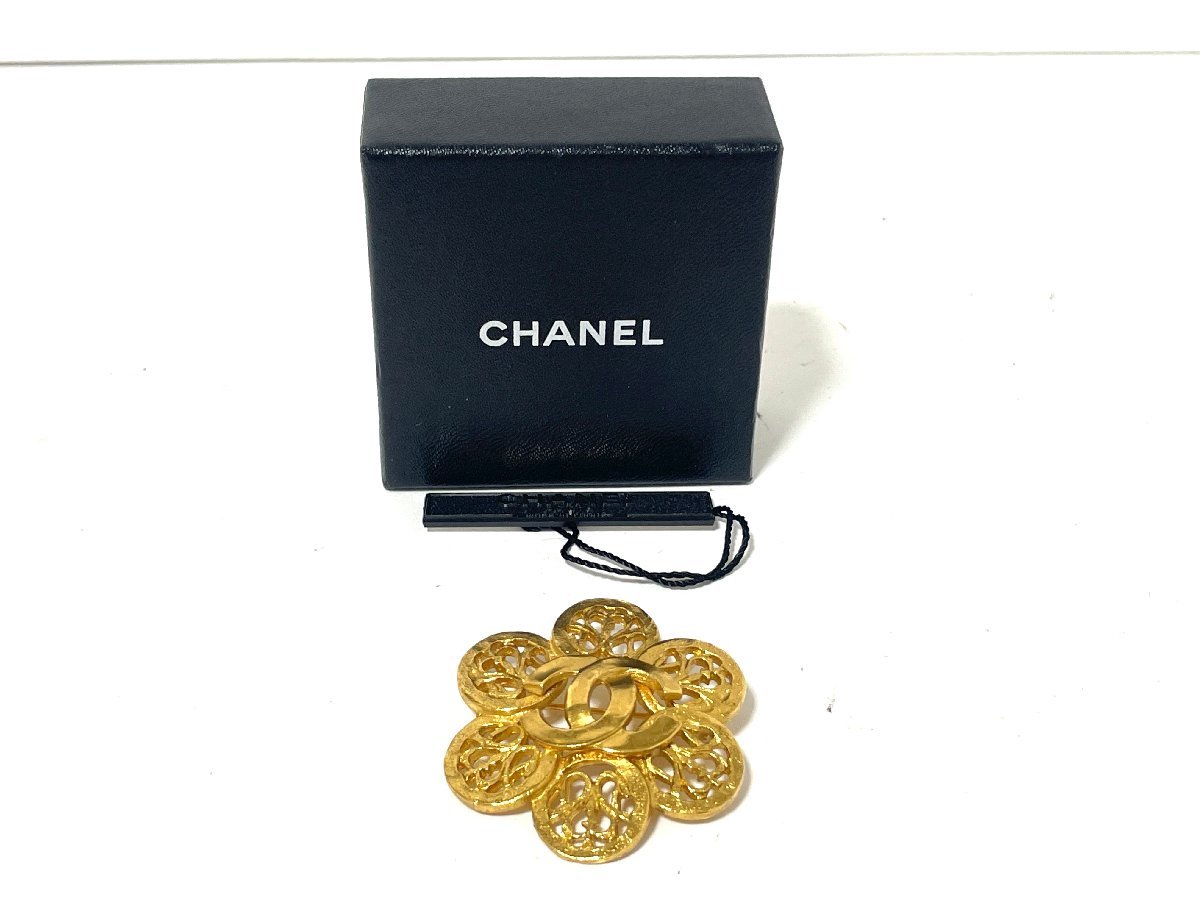 中古】CHANEL シャネル ブローチ ココマーク ゴールド フラワー 