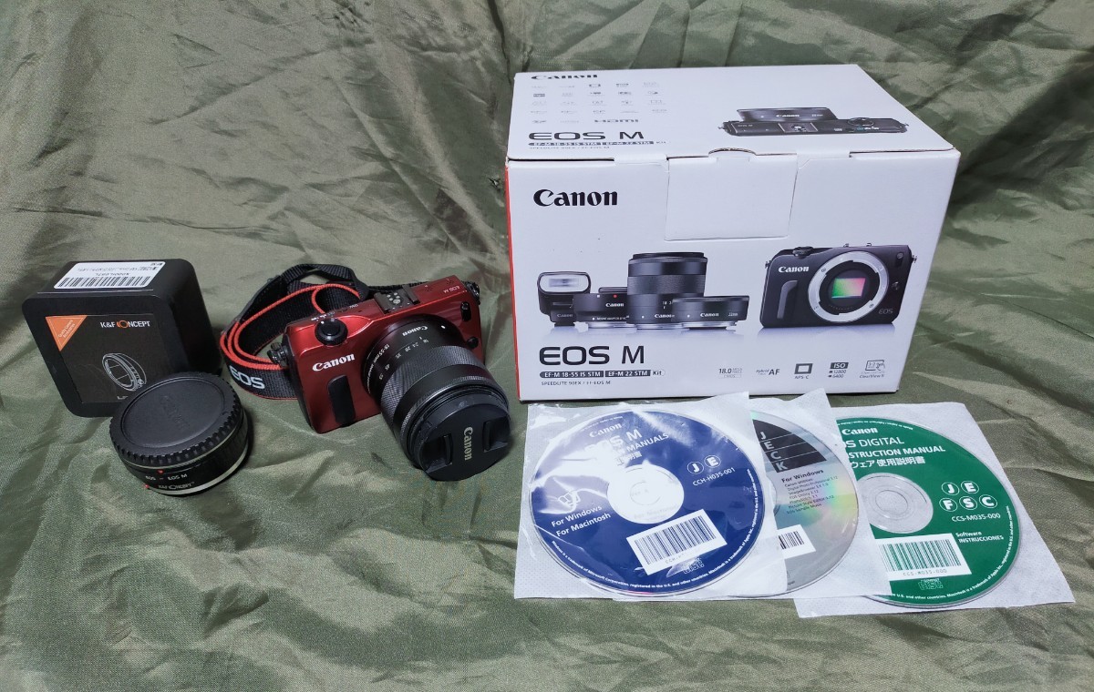 Canon ミラーレスカメラ EOS M レッド ボディ EF-M 18-55mmレンズ EF-EOS M