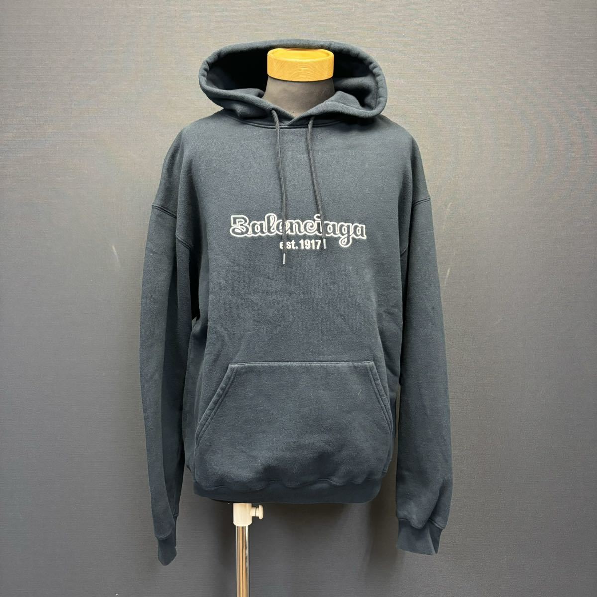 Balenciaga 0 Hoodie Back Navy Pulled | Est. Logo Oversized College 
