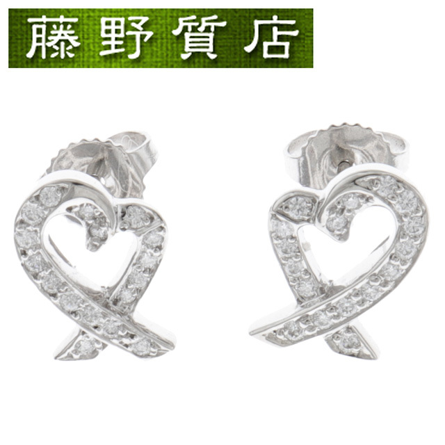 （新品仕上げ済）ティファニー TIFFANY ラビング ハート ダイヤ ピアス Pt950 プラチナ × ダイヤ イヤリング 8687_1