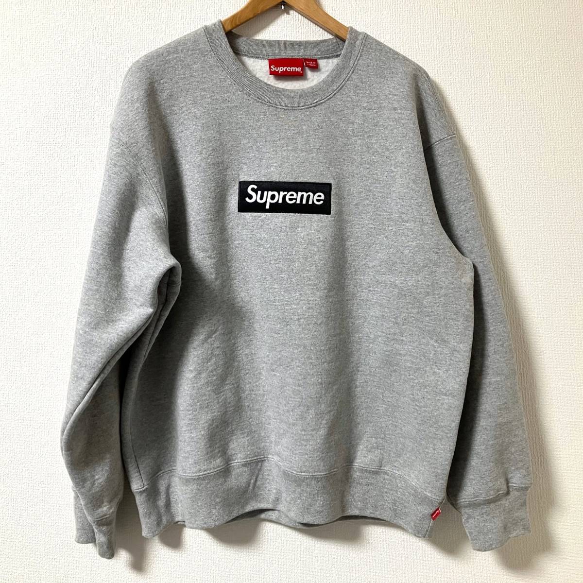 美品 Supreme Box Logo Crewneck Heather Grey 2022FW 国内正規品 