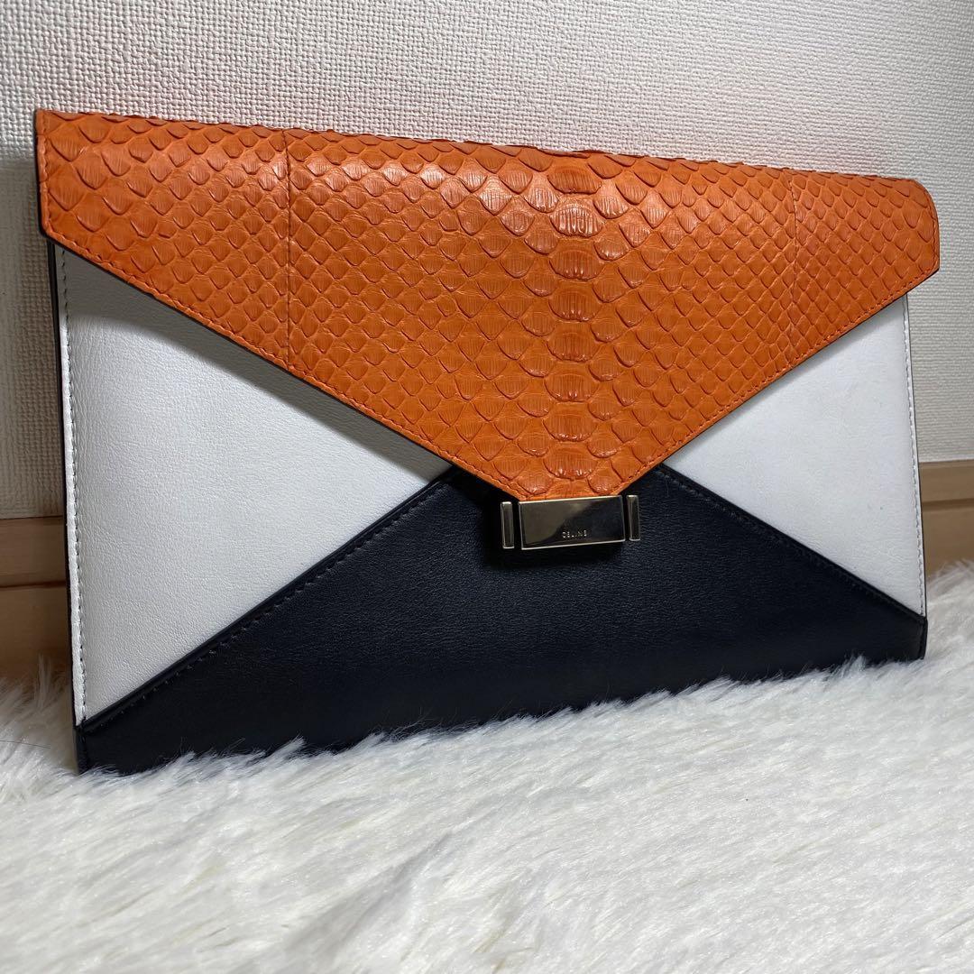 セリーヌ CELINE バイカラー クラッチバック（1円 新品同様 【極美品  