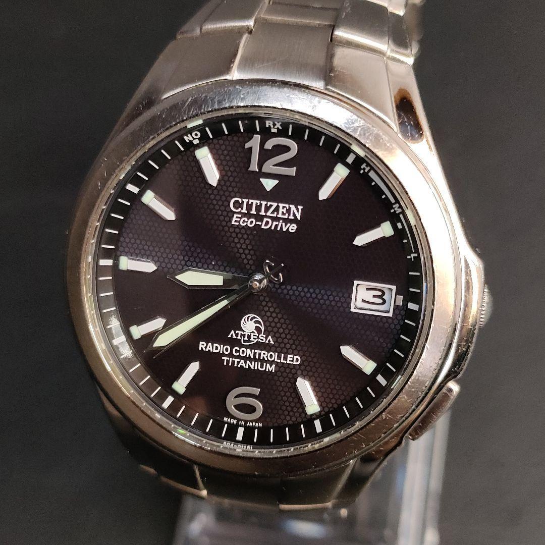 美品【稼働品】CITIZENシチズンアテッサ H410ブラックシルバー 