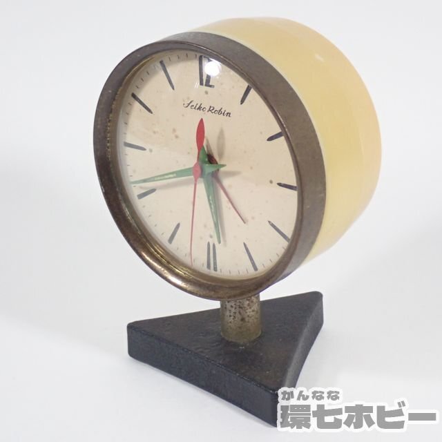 1RS2 当時物 セイコー ロビン 置時計 目覚まし時計 日本製 ジャンク/Seiko robin 昭和レトロ インテリア ポストモダン ...