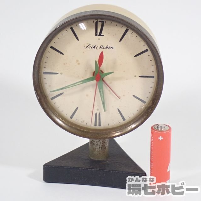 1RS2 当時物 セイコー ロビン 置時計 目覚まし時計 日本製 ジャンク/Seiko robin 昭和レトロ インテリア ポストモダン ...