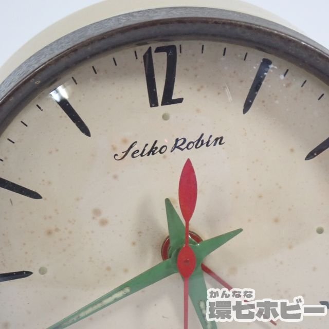 1RS2 当時物 セイコー ロビン 置時計 目覚まし時計 日本製 ジャンク/Seiko robin 昭和レトロ インテリア ポストモダン ...