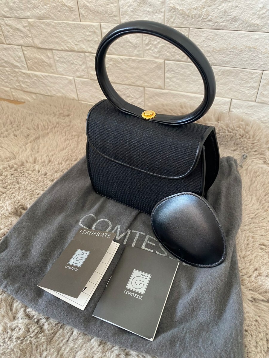 COMTESS コンテス ホースヘア フォーマルバッグ ハンドバッグ ブラック
