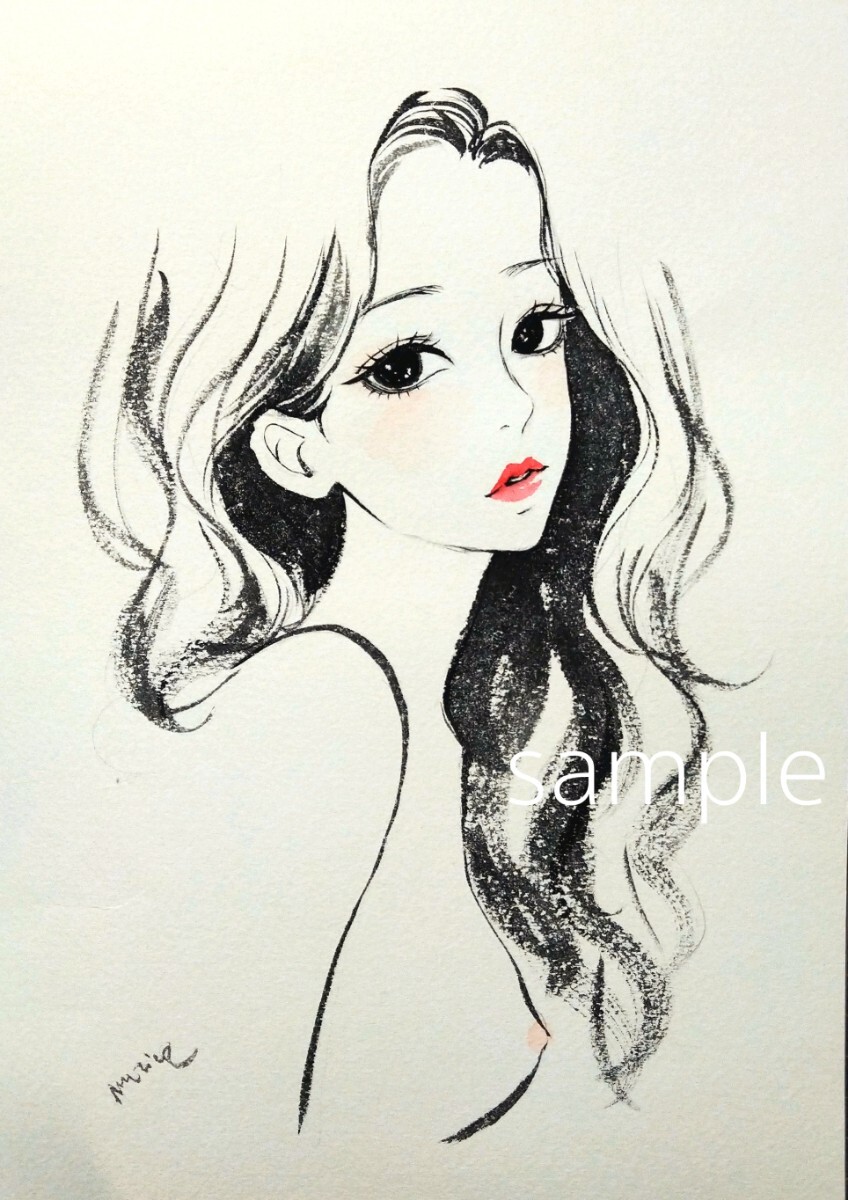 肉筆原画 水彩画 ドローイング 美人画 絵画 ヌード ART 手描きイラスト
