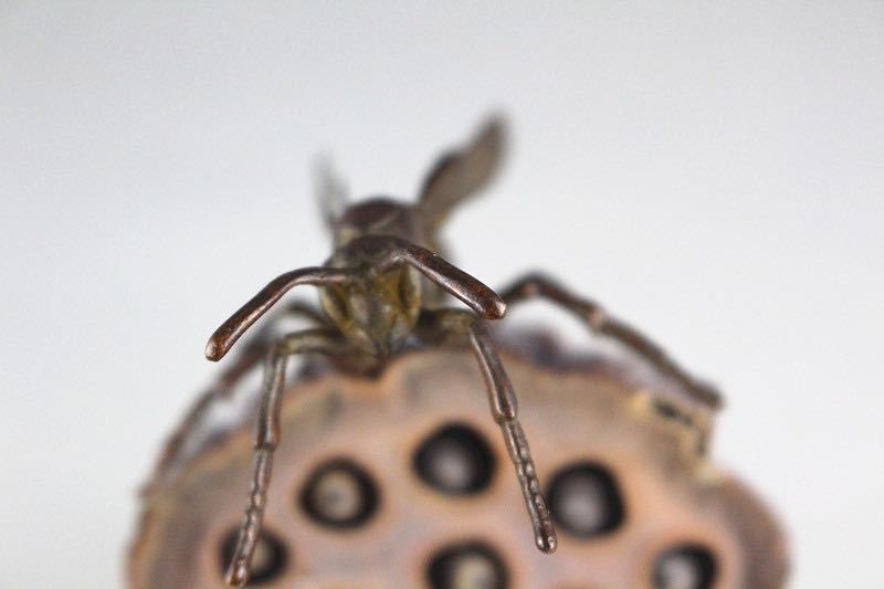 極美古銅煎茶道具 質感 細工実感　銅ミツバチ置物　勤労　金運　甘蜜_4