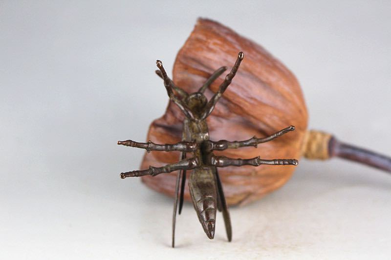 極美古銅煎茶道具 質感 細工実感　銅ミツバチ置物　勤労　金運　甘蜜_7