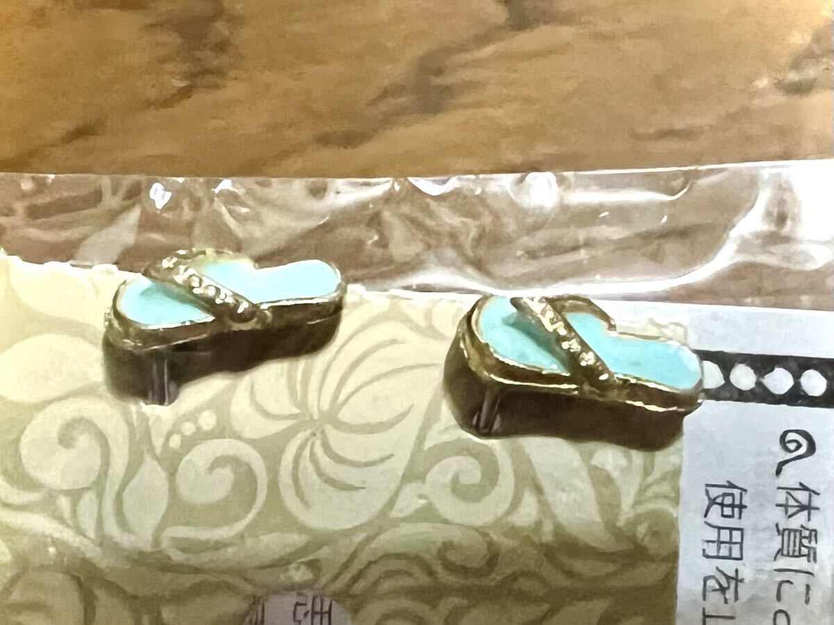 [未使用] ピアス 両耳用 夏 ビーチ サンダル 南国 ハワイアン 雑貨 ジュエリー アクセサリー ゴールド 海 ※簡易包装_6