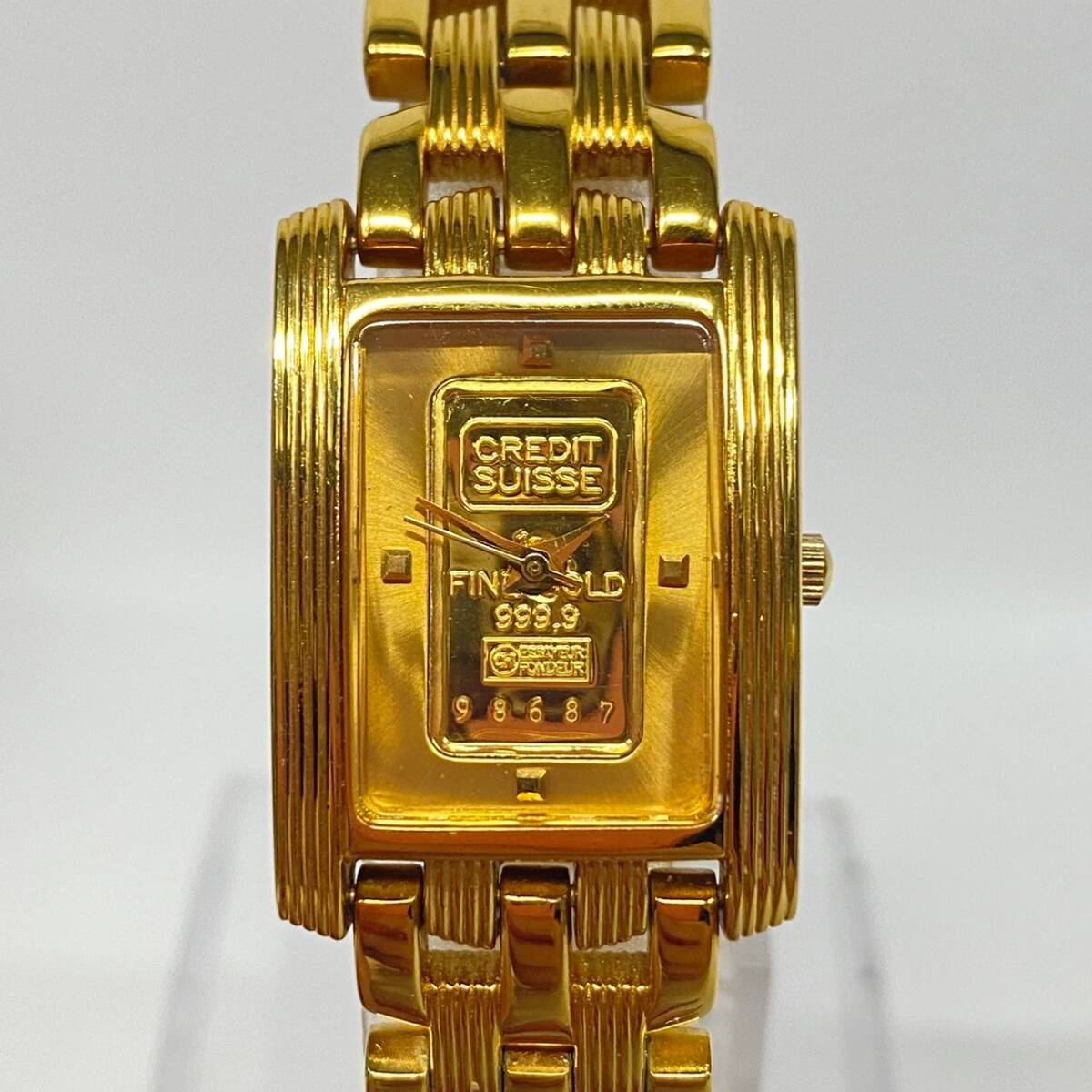 CREDIT SUISSE クレディスイスGOLD クォーツ腕時計 ウォッチ 1円~【実動】クレディスイス CREDIT SUISSE インゴット INGOT FINE