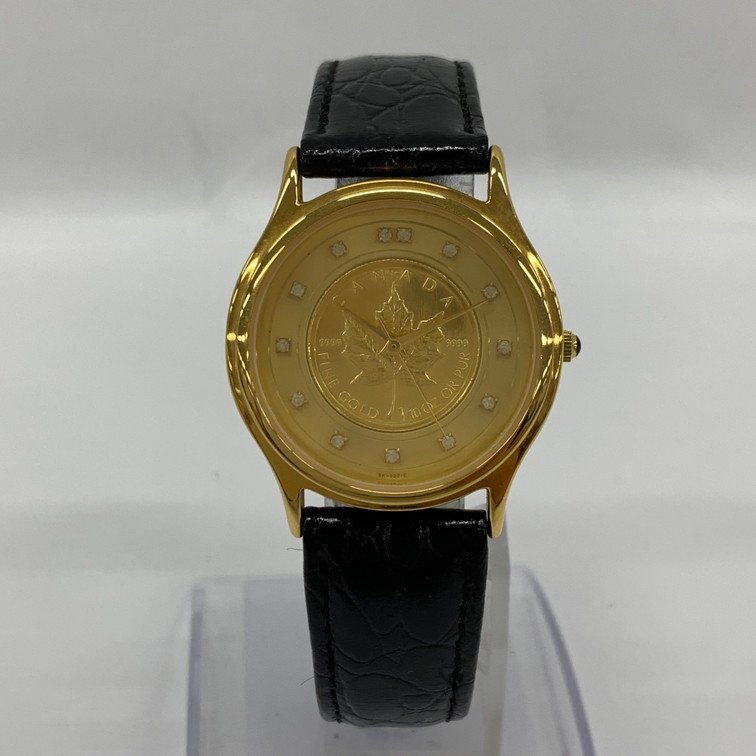 K24IG カナダ メイプルリーフ金貨 1/10oz 腕時計 石付き SK-127-C 不動