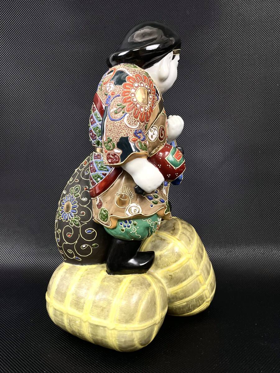 九谷焼 大黒天 陶器 置物 高さ約29㎝ 中古 現状品 返品不可 七福神