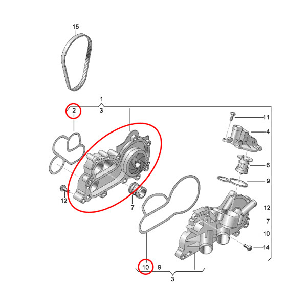 マイレ製 AUDI アウディ A5 F5 Q2 GA Q3 8U ウォーターポンプ ガスケット付き 04E121600CR 04E121600CT 04E121600D 04E121600H 04E121600P_2