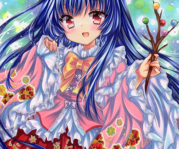 shnva(シノバ)先生 直筆手描き色紙 蓬莱山輝夜 (東方祭2016年入手) ☆同人手描きイラスト 東方Project/蓬莱山輝夜 色紙☆(手描きイラスト