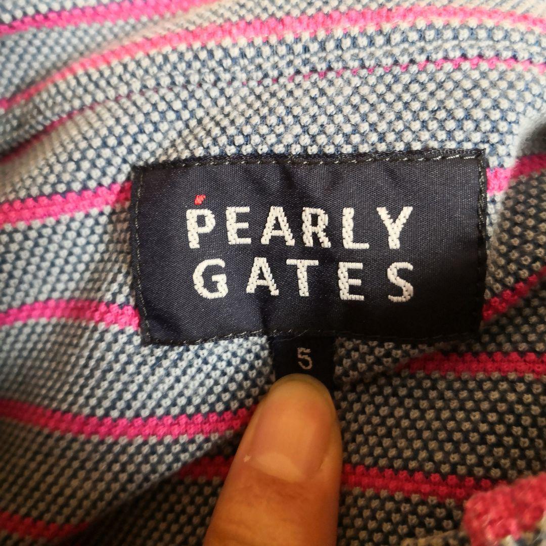 ストライプ！　パーリーゲイツ 日本製 半袖ポロシャツ ゴルフウェア　PEARLY GATES　サイズ5_5