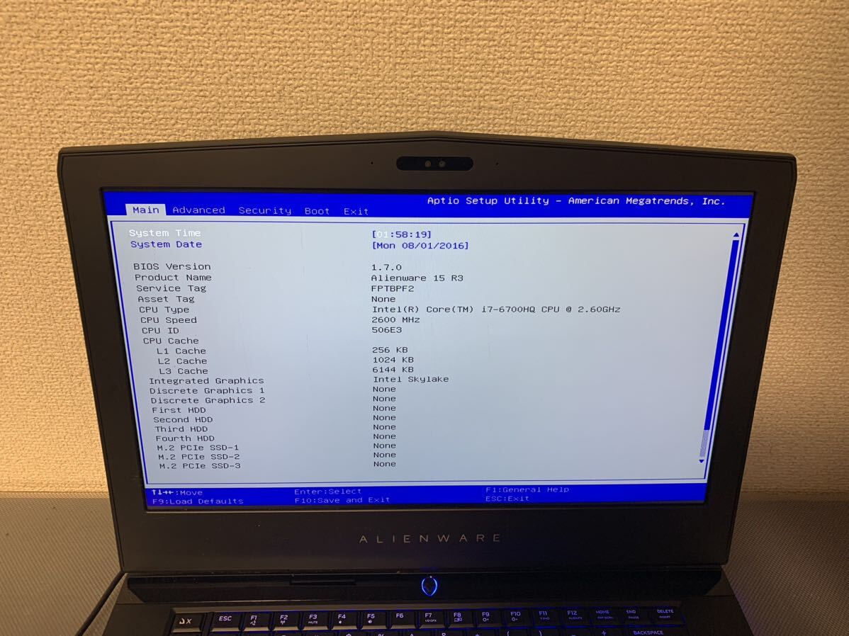  ALIENWARE 15 R3 CPU Intel Core……‥ i7-6700HQ CPU2.60GHz メモリ 4GB _2