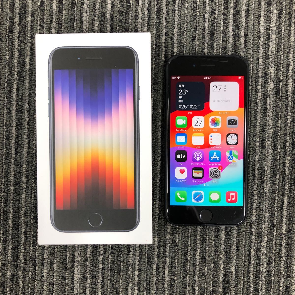 64GB SE 第3世代 iPhone ミッドナイト SIMフリー APPLE SIM 〔中古 