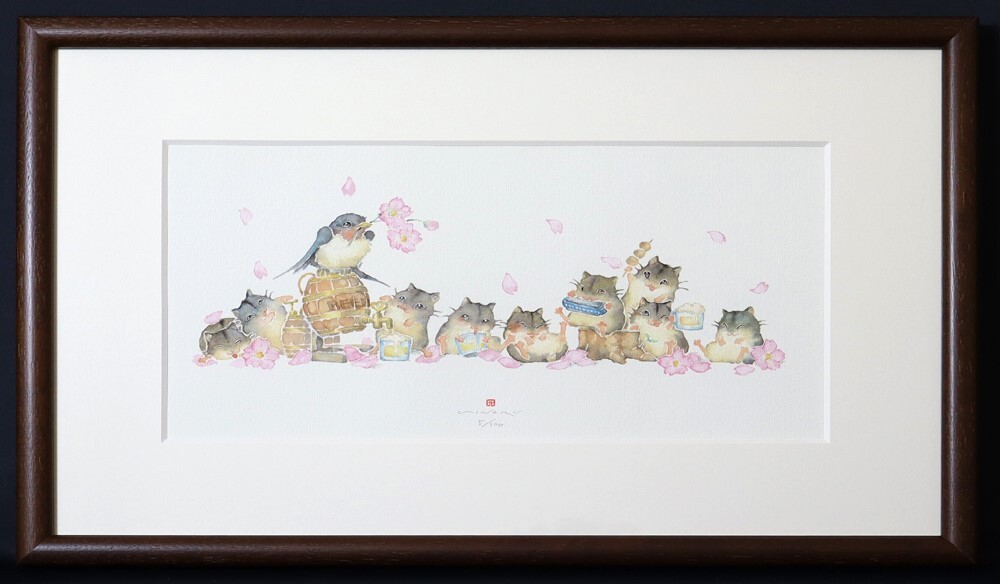 北田稔作[版画]春のほほ ○北田稔○春のほほ○ジクレ○アールビバン○保証書付き○限定100部